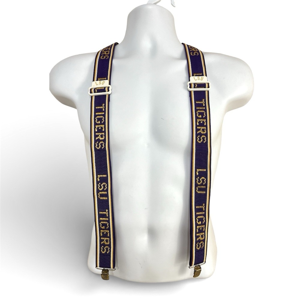 Vtg LSU Tigers Suspenders Purple Gold College Game Day Football‎ Cuddles USA